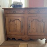 Very old, 2 doors, 2 drawers.