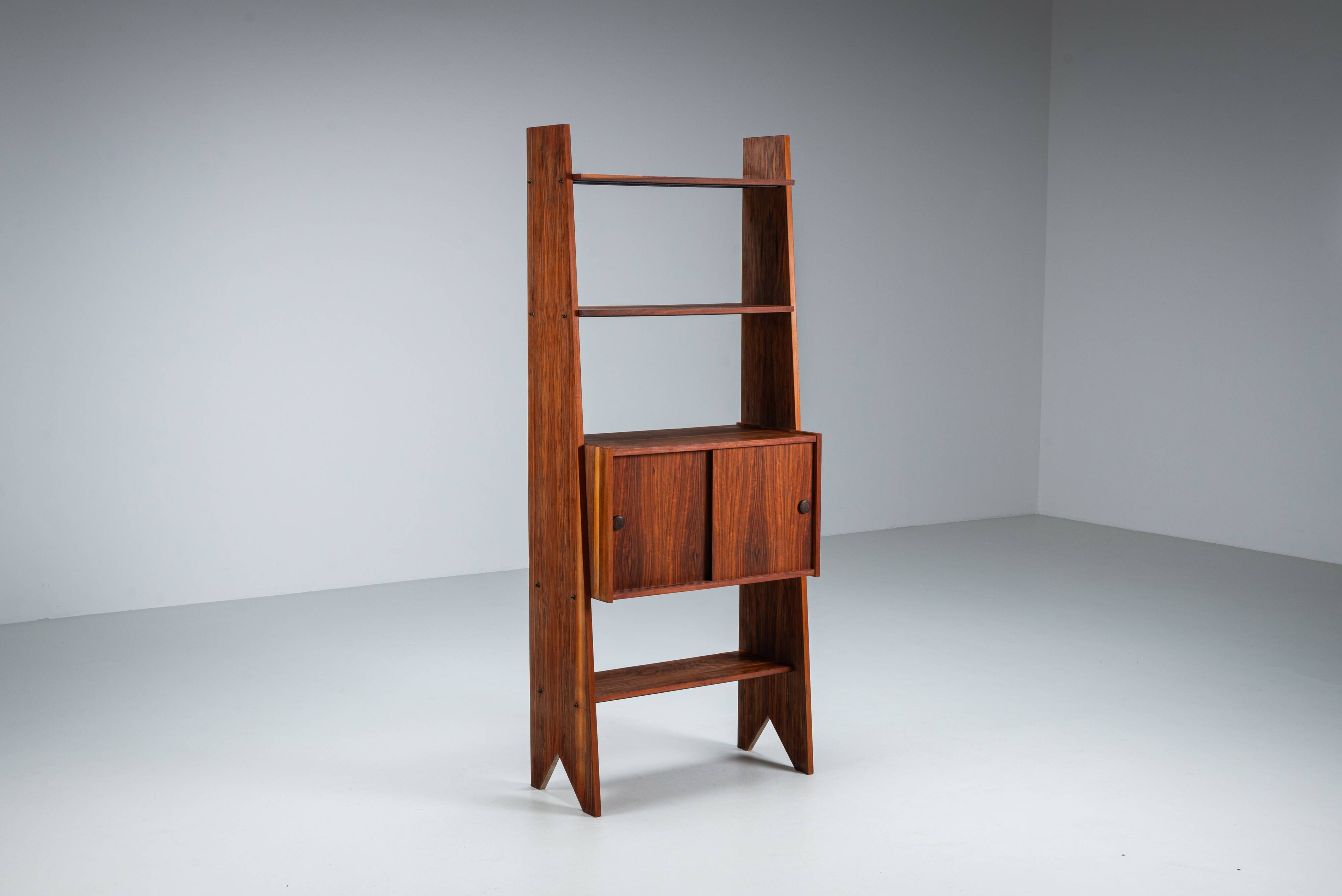 Italian bookcase with three shelves and storage