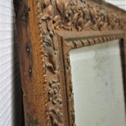 Mirror stitched golden stucco wood decorated with 19th century flowers 88 cm x 63 cm