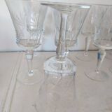 9 verres à pied ciselés cristal 70's