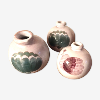 Trio of vintage ball vases by Cloutier