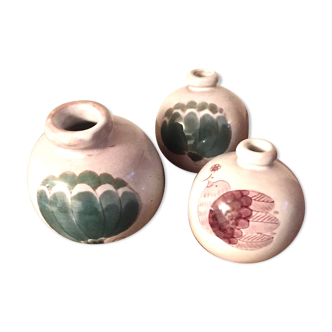 Trio of vintage ball vases by Cloutier