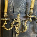 Pair of vintage gilded bronze wall lights