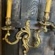 Pair of vintage gilded bronze wall lights