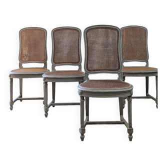 4 patinated Louis XVI chairs