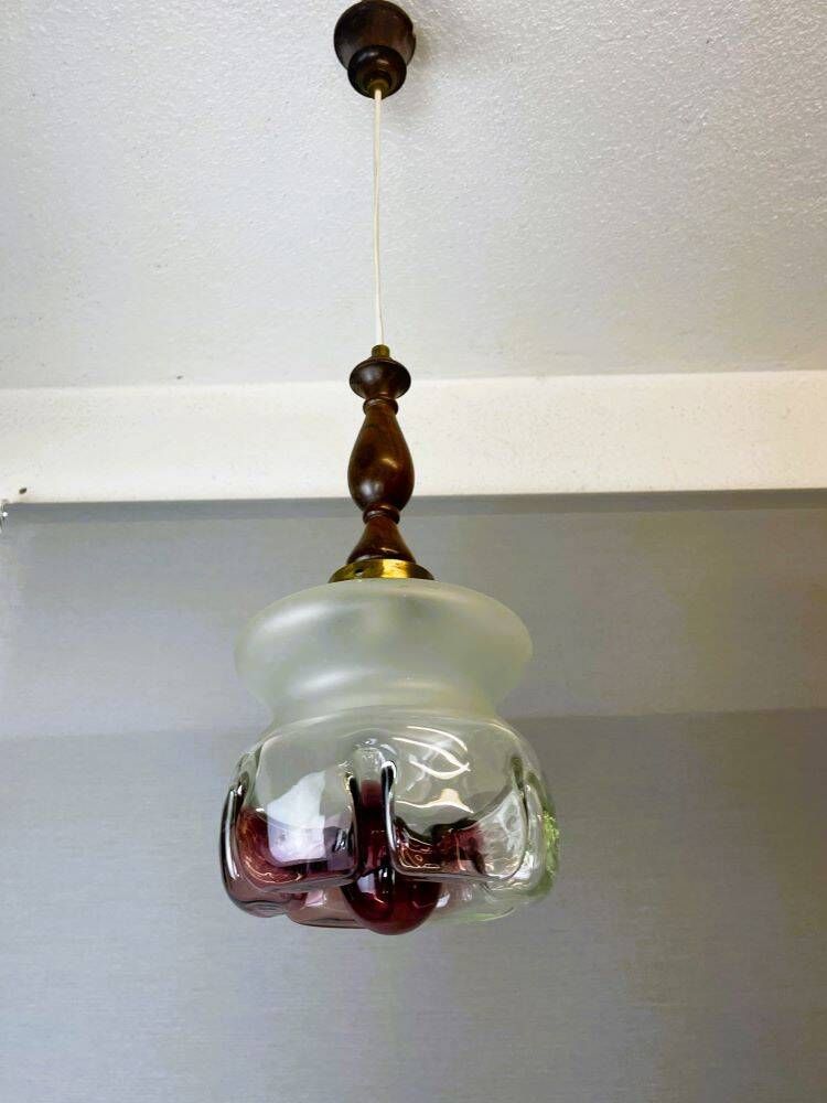Purple art glass lamp in style of Mazzega, 1960s