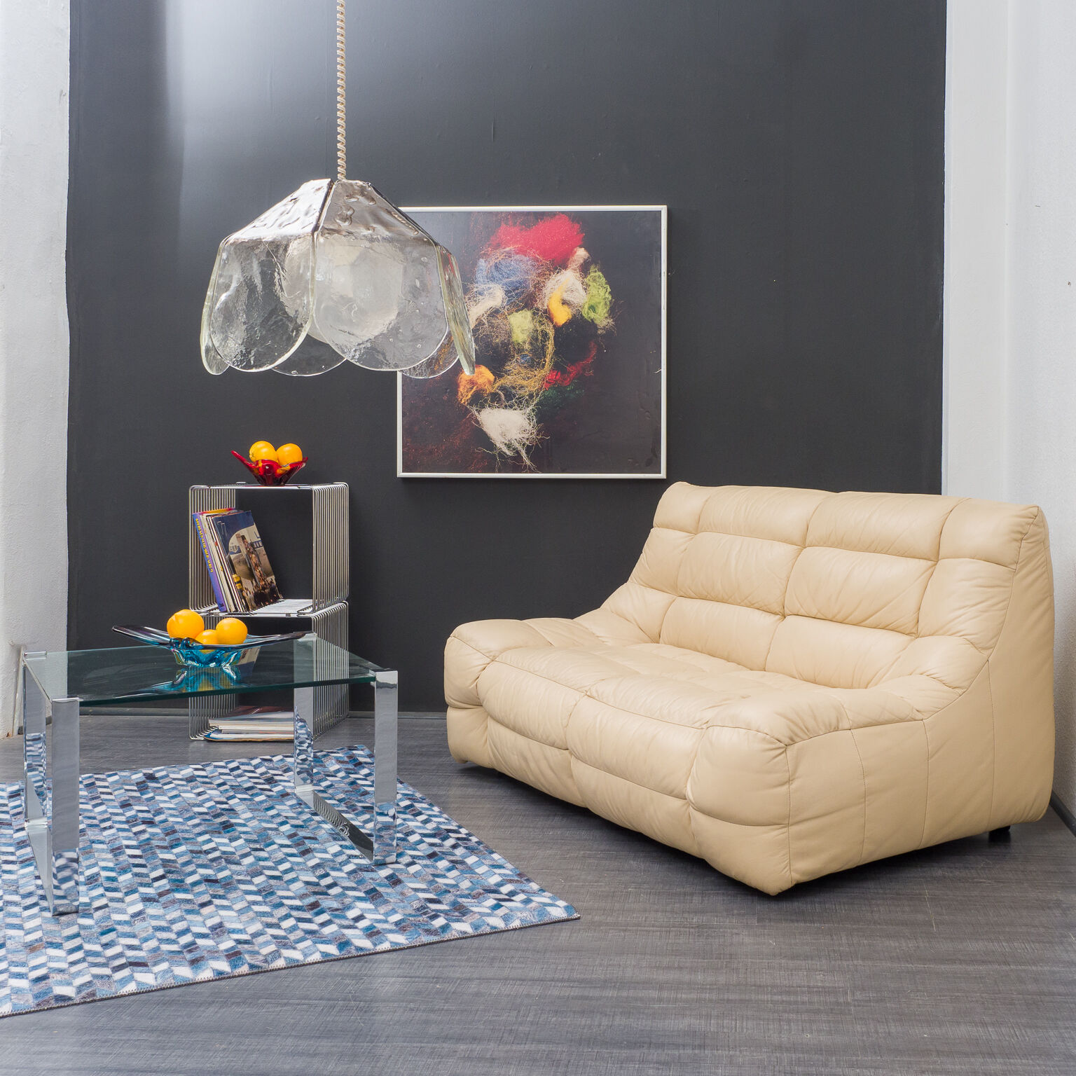 Two-seater sofa, vintage, leather, Musterring edition Germany