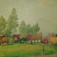 Huile sur toile campagne pastorale 1970