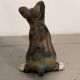 Raku ceramic dog sculpture, unique piece.