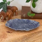 Handmade Ceramic Tray, Vintage Studio Pottery, Floral Blue White Pattern