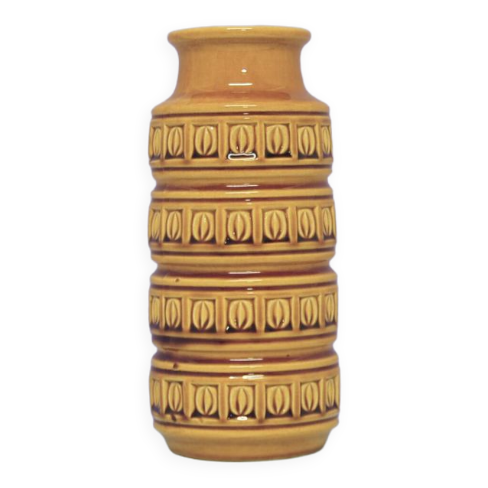 vintage ochre yellow West Germany vase of coffee beans Scheurich