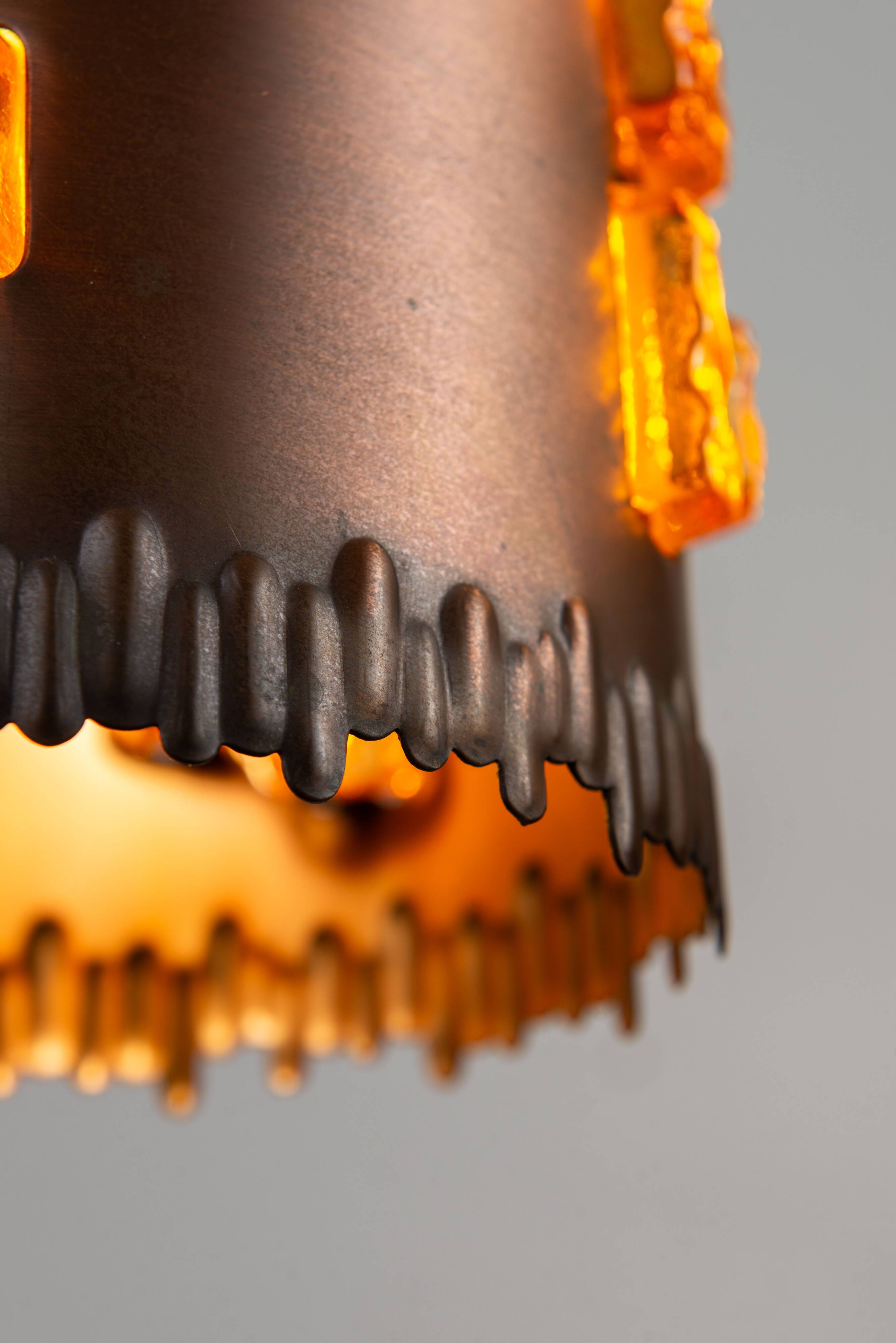 Josef Brumberg JBS Leuchten set of pendants with brass and amber glass