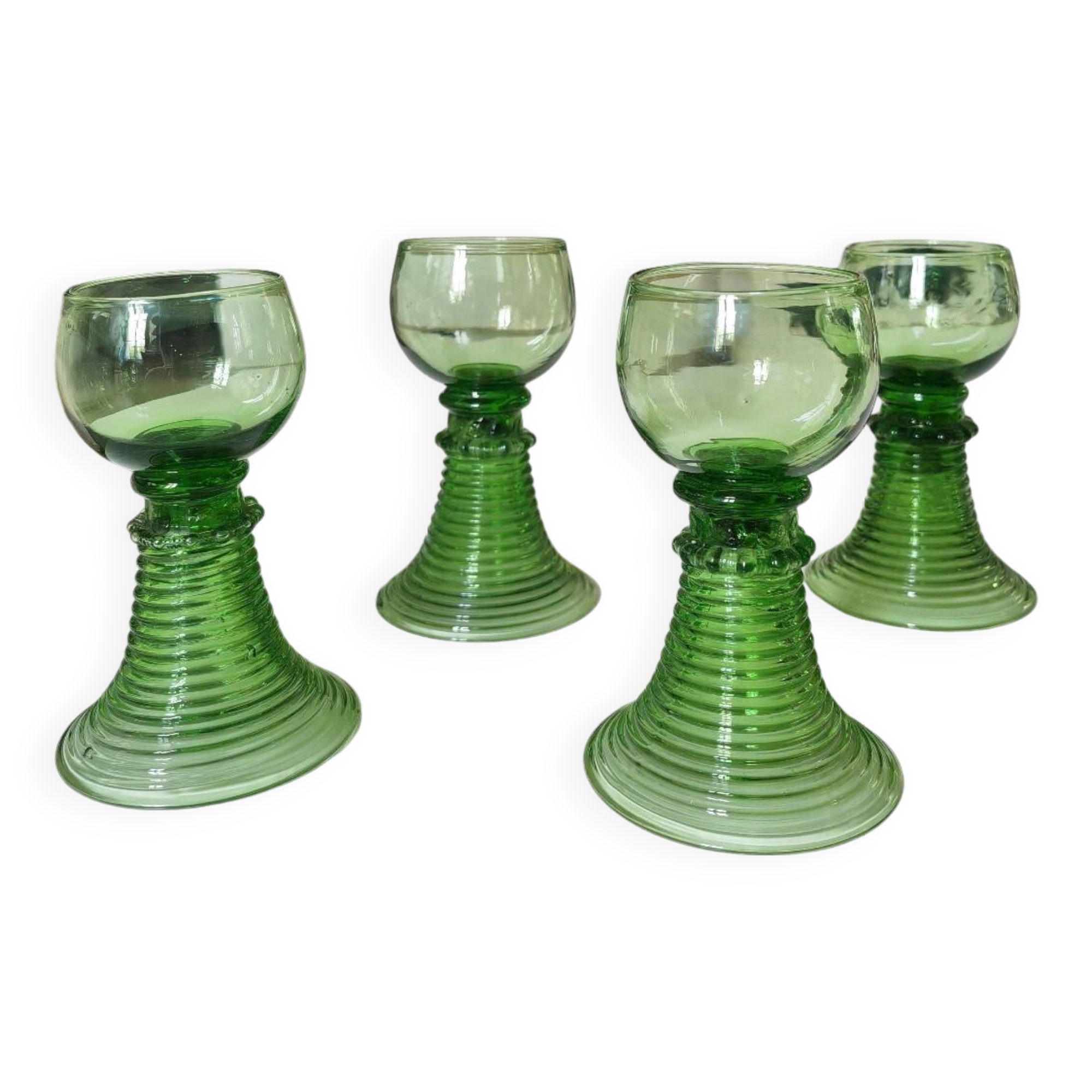 4 Roemer crystal glasses, 19th century