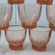 Set of 10 art deco pink glass wine/water glasses