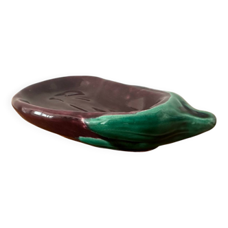 Ancienne coupelle Vallauris aubergine céramique vide poche vintage