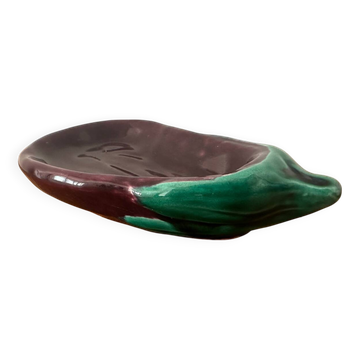 Old Vallauris aubergine ceramic vintage empty pocket bowl