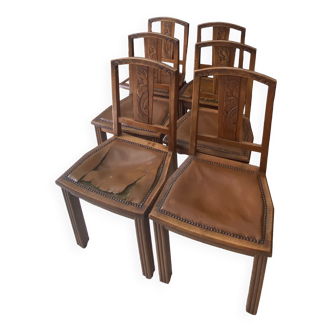 Art deco walnut chairs (6 pieces)