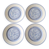 4 assiettes plates "Les Pivoines" en porcelaine de Limoges pour la maison Hermès, Paris