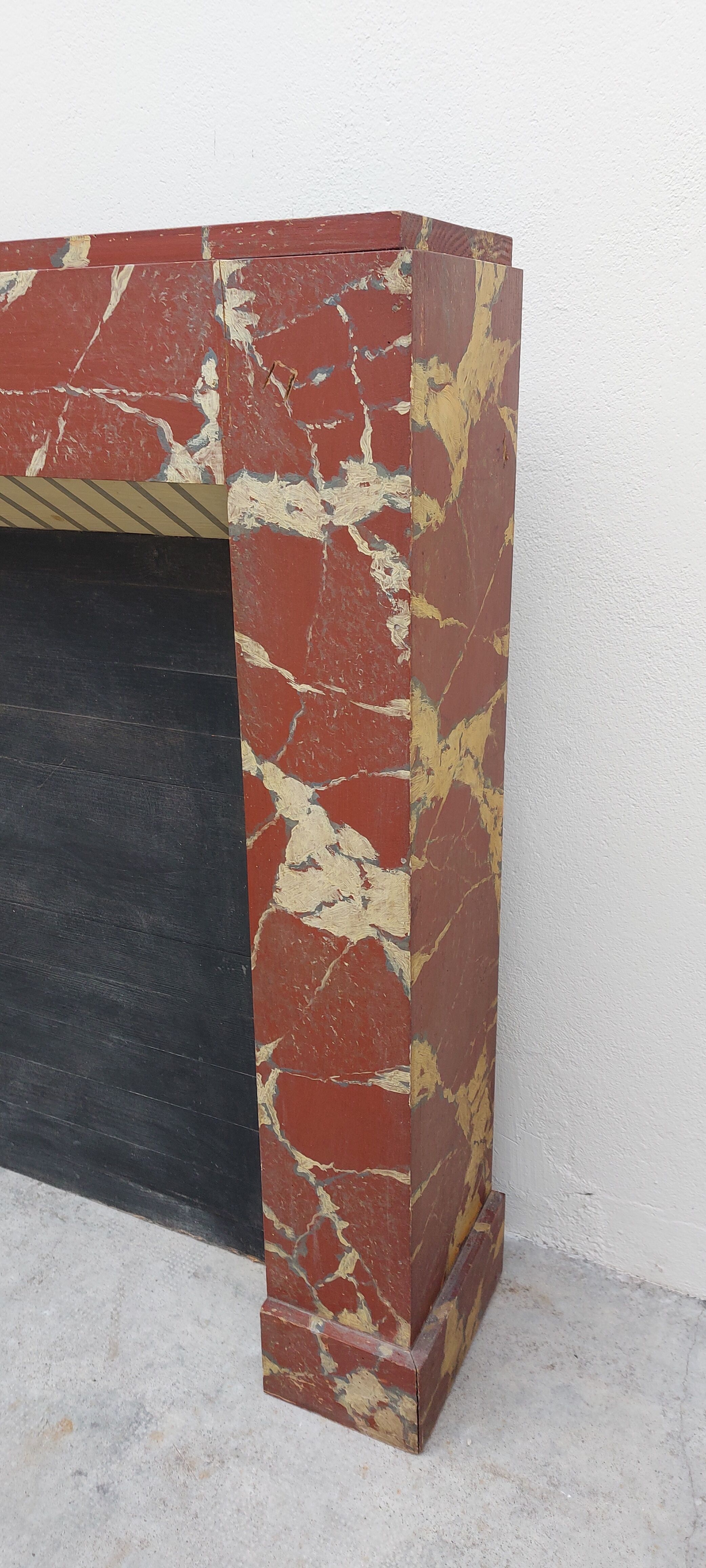 Wooden fireplace imitation marble 1900