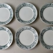 6 assiettes plates Saint Amand, décor la laitière