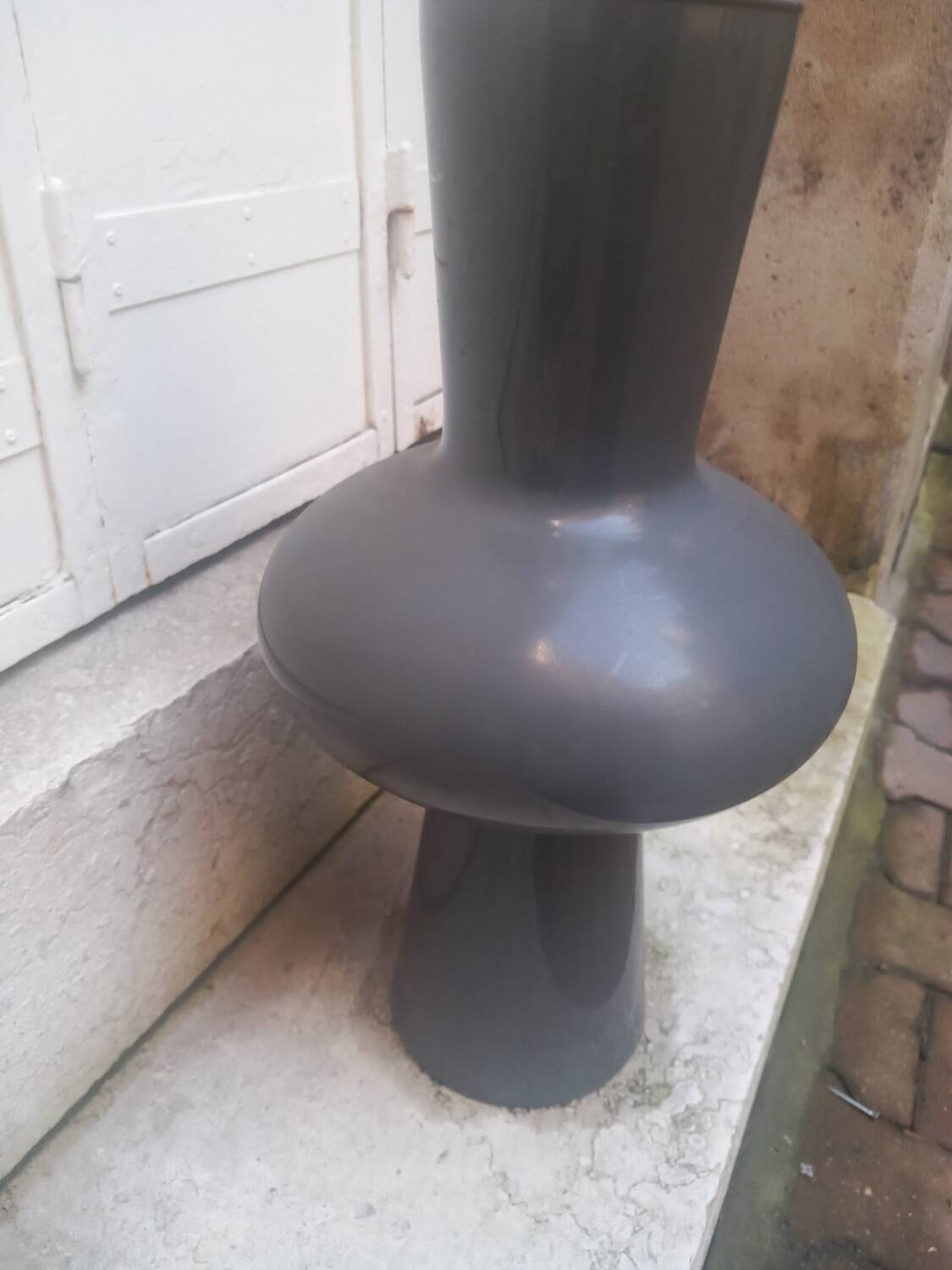 Grey opaline glass designer vase