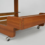 Scandinavian teak serving table with mirror tray, 70s