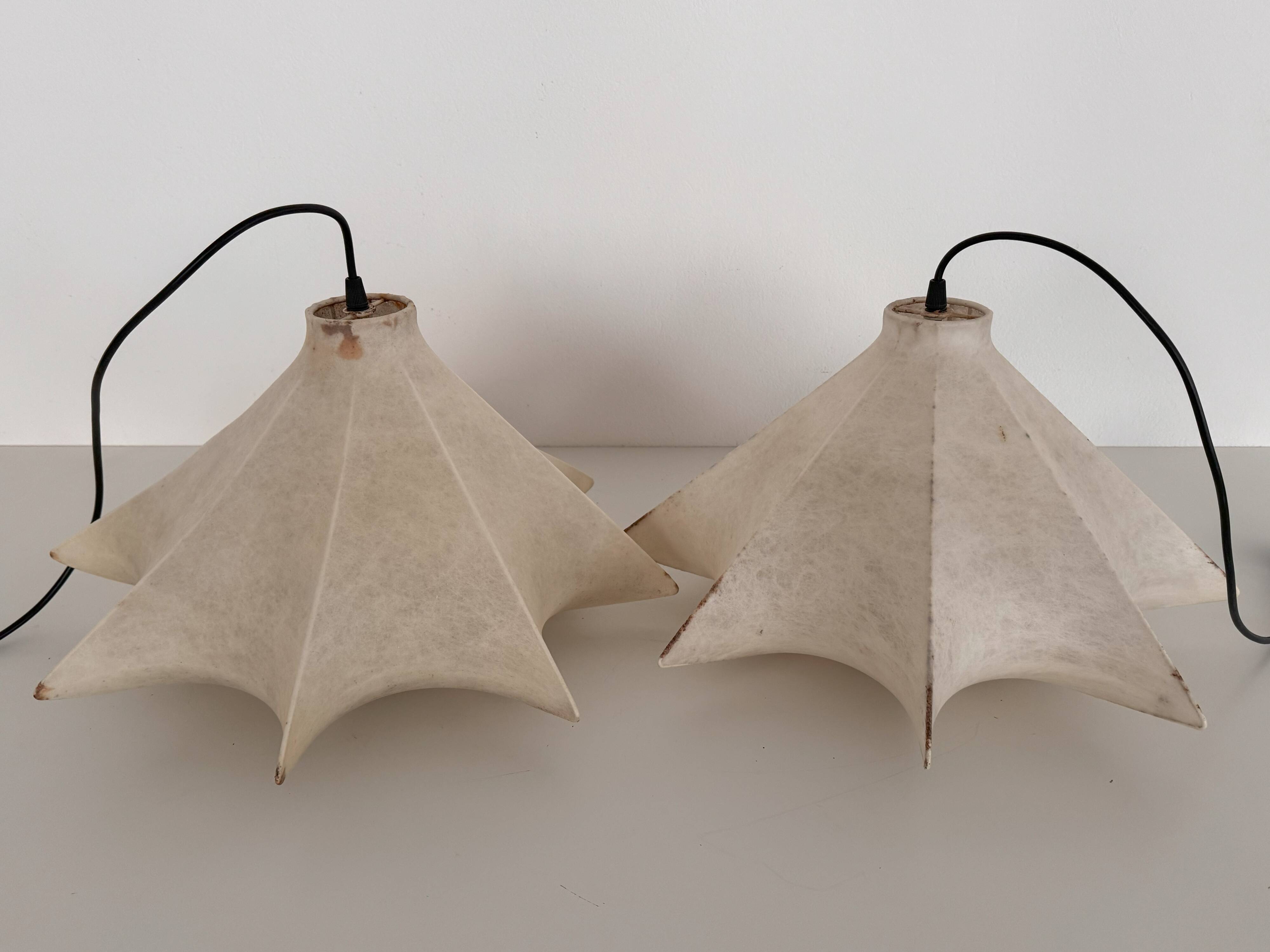 Pair of Italian Designer Cocoon Pendant lights original from the 1960s