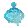 Blue molded glass sugar bowl