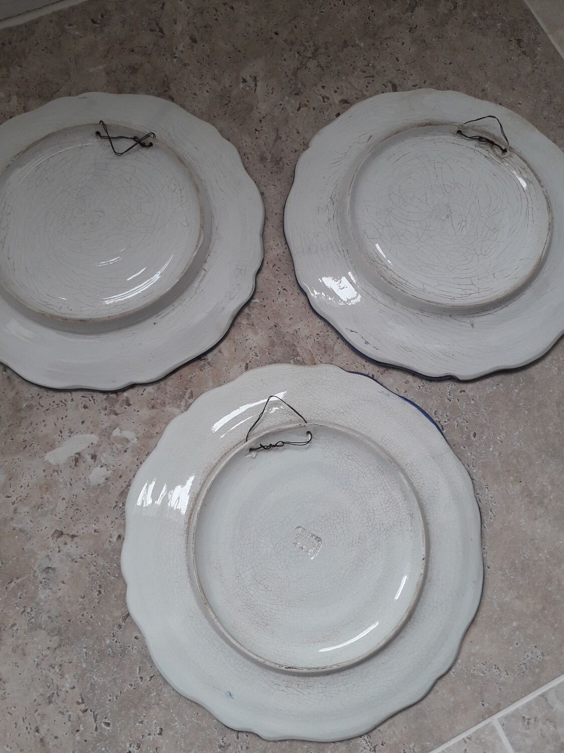 Old earthenware wall plates Bassano Italy floral decor