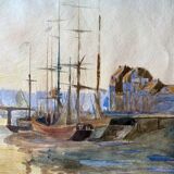 Aquarelle Pierre Bontemps (1886-1940) - Port maritime 1907