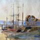 Watercolor Painting Pierre BONTEMPS (1886-1940) Seaport 1907 Brittany?