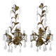 Large (70 cm - 27.55") pair of 3-arm foliage wall sconces