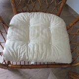 Vintage - lot de 2 fauteuils en bambou et rotin tressé avec coussins- couleur naturel - Années 80