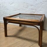 Glass and bamboo coffee table