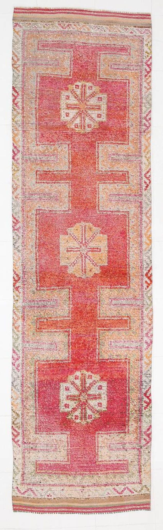 3x12 Faded Red Vintage Runner Rug, 97x353Cm