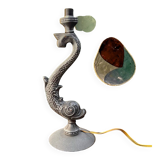 Sculptural metal lamp base – Stylised fish, 1950s