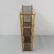 Vitrine en bambou avec 5 étagères en verre fumé