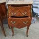 Curved chest of drawers with 2 drawers in rosewood, marble and bronze marquetry, Louis XV style