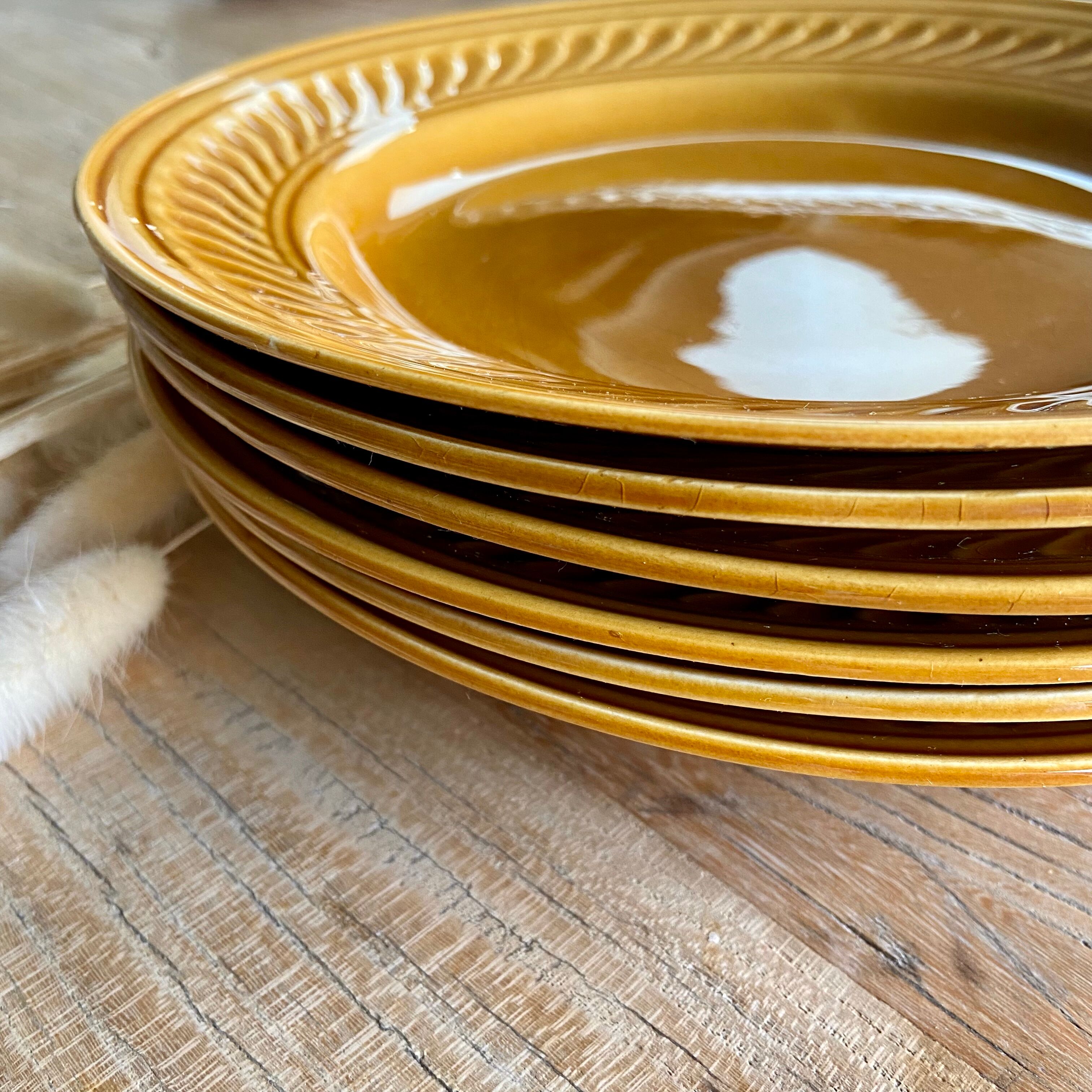 6 flat plates gien france vintage