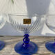 6 Luminarc blue glass dessert bowls/stemmed dishes
