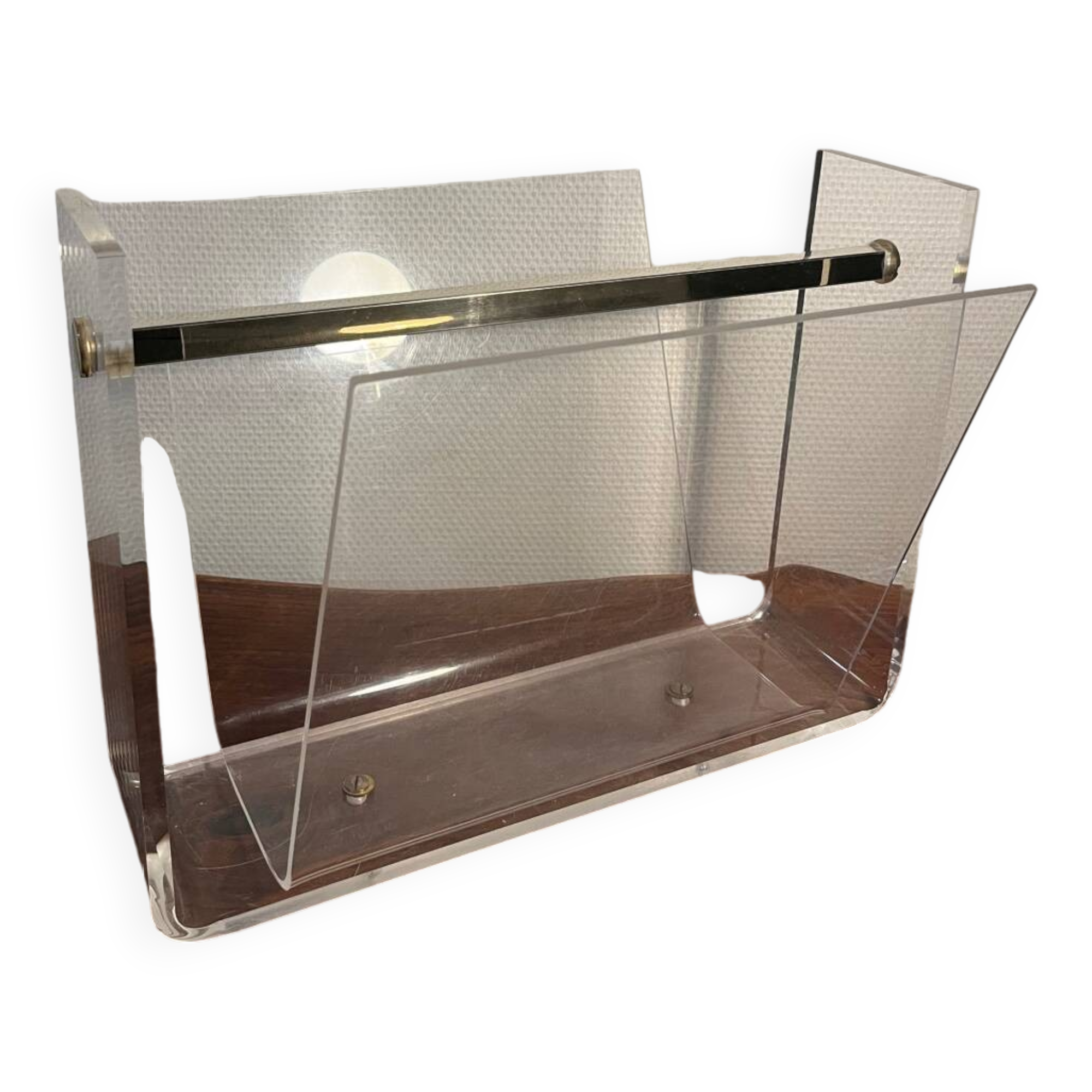 Plexiglas magazine rack by David Lange