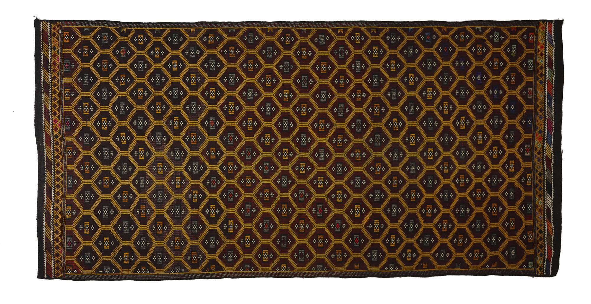 Area kilim rug ,vintage wool turkish handknotted kilim, 340 cmx 165 cm rug