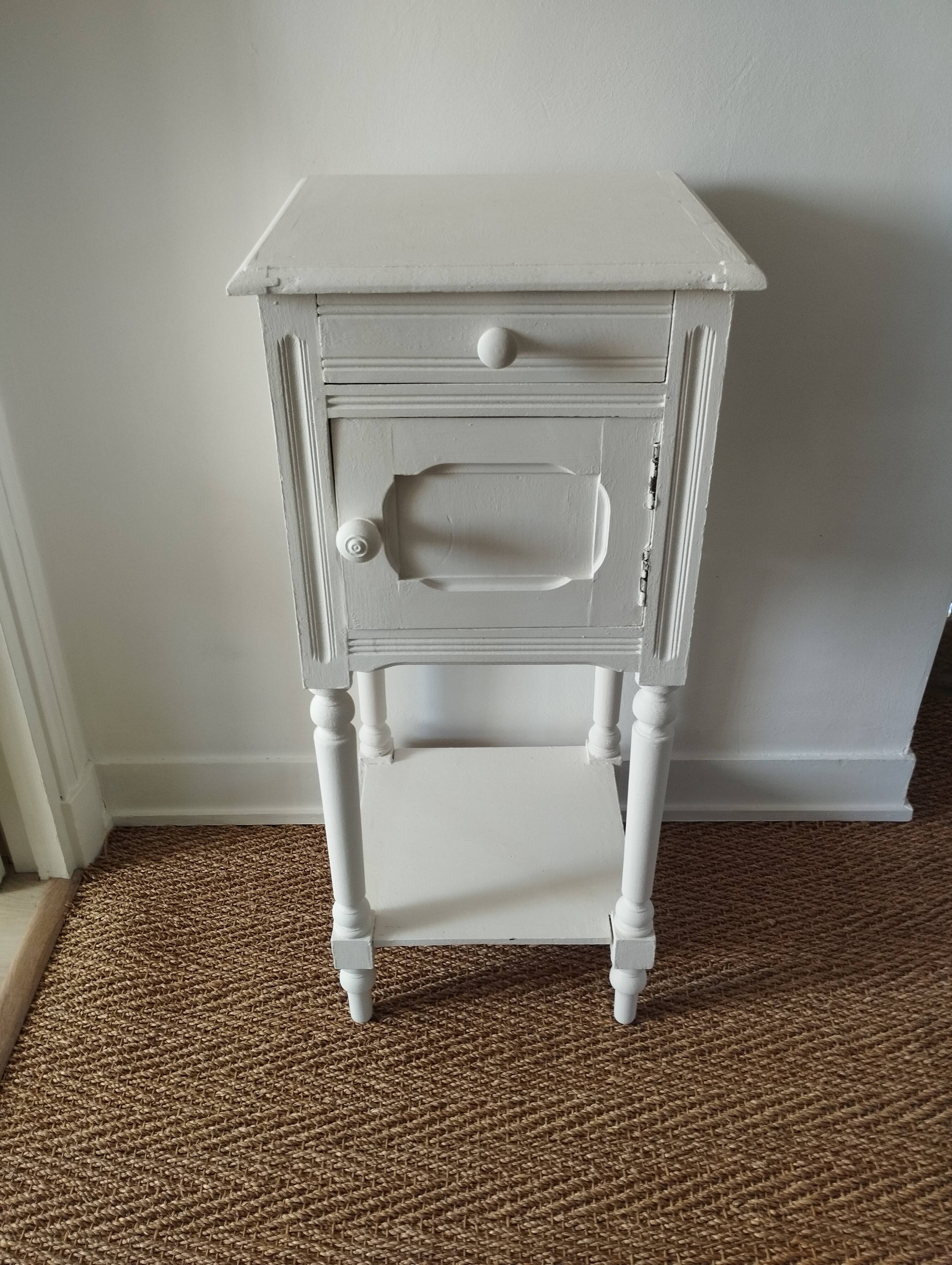 Farrow & Ball white painted high bedside table