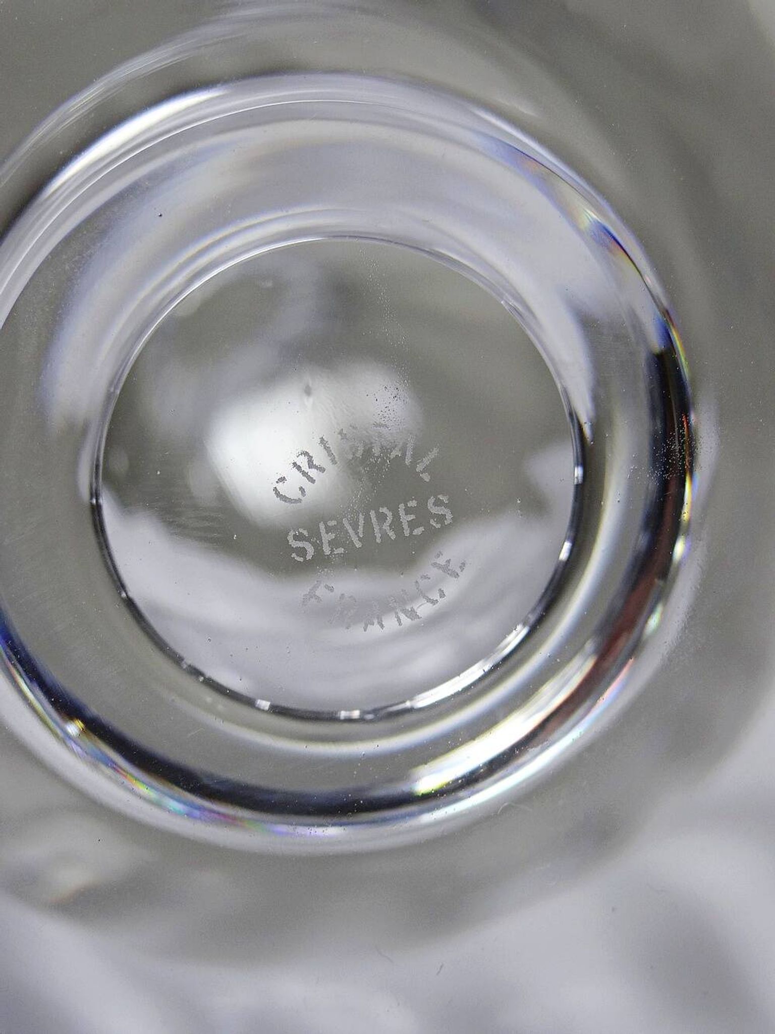 Large crystal decanter from Sèvres, vintage 1970s-1980s.