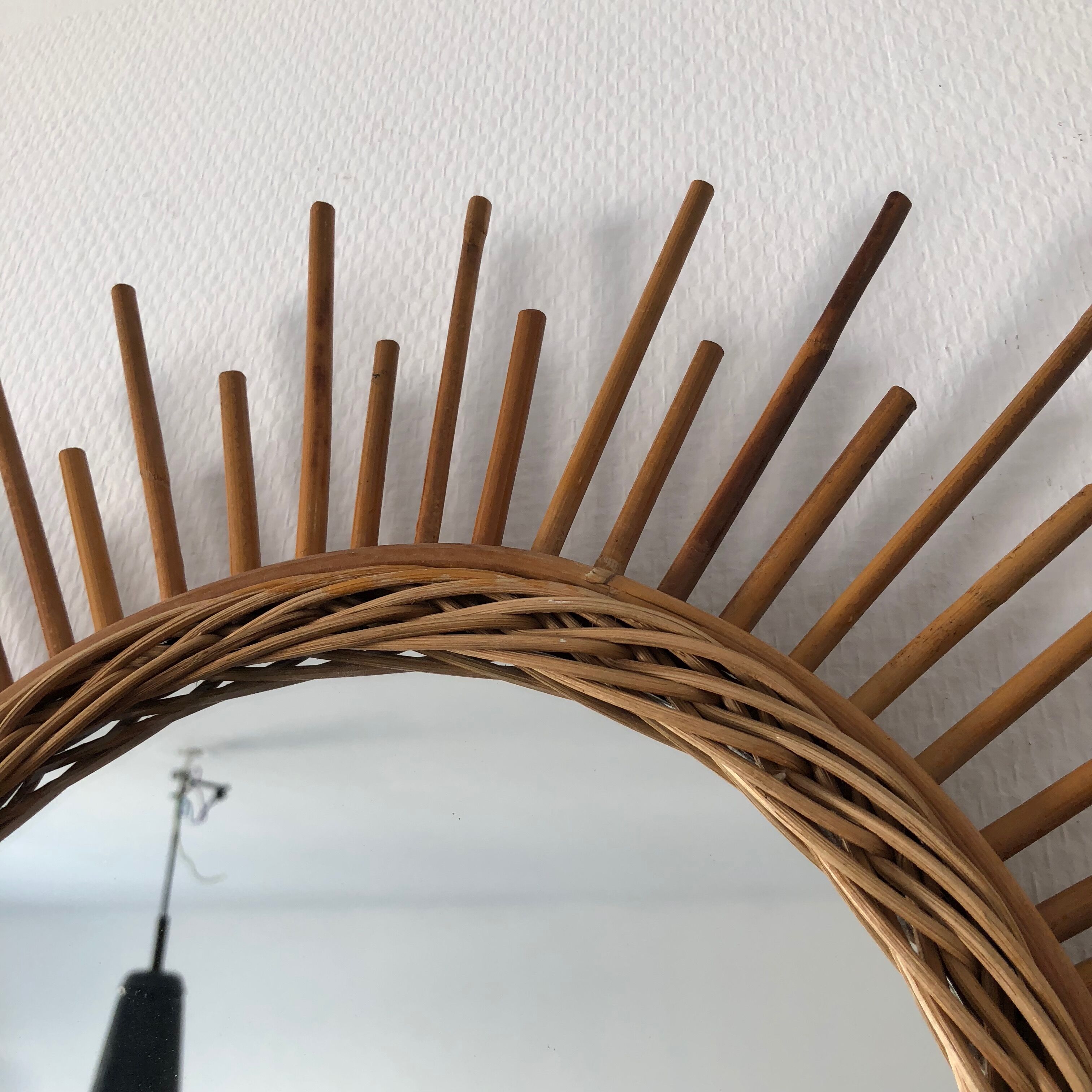 Sun 52cm circa 1960 vintage rattan mirror