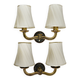Pair of Wall Sconces in Brass from Viennese Modernism Hugo Gorge, Austria, 1940s