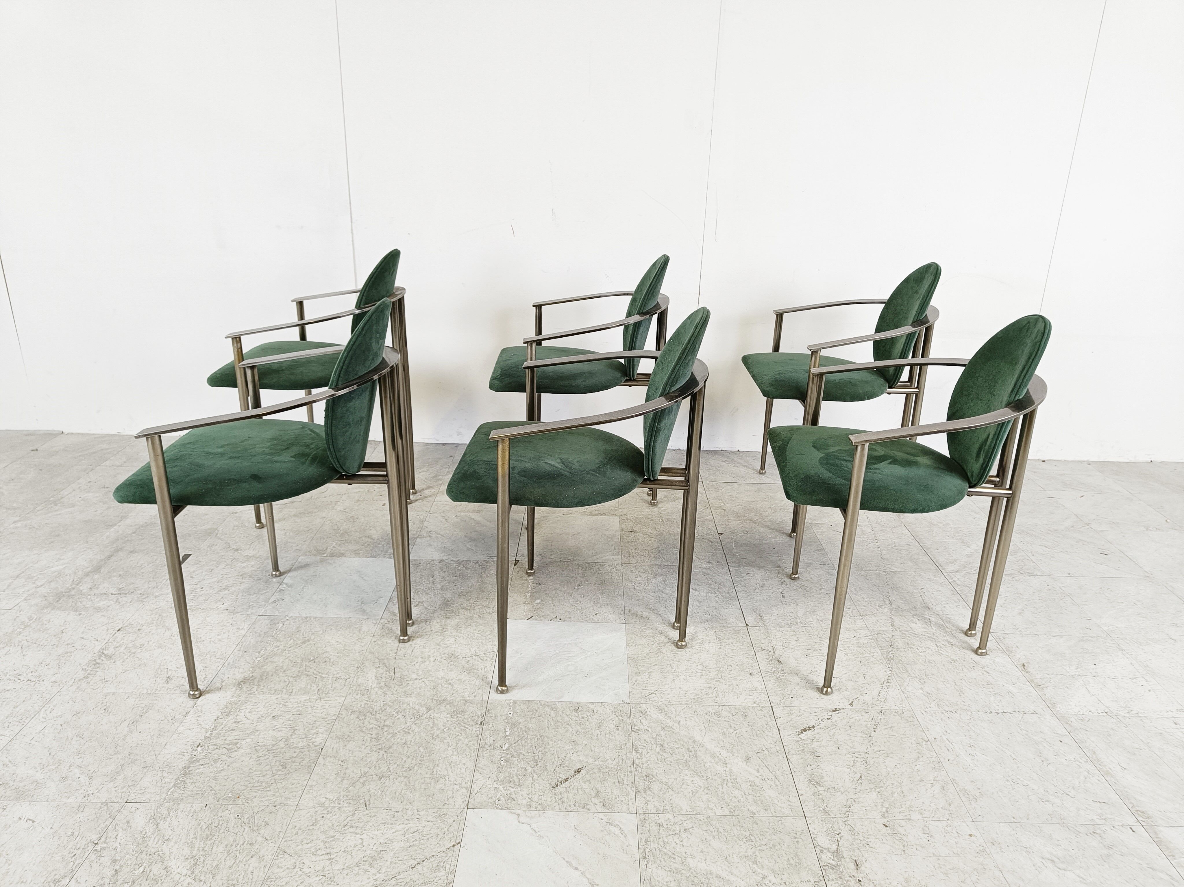 Vintage dining chairs by Belgo chrom, set of 6 - 1980s