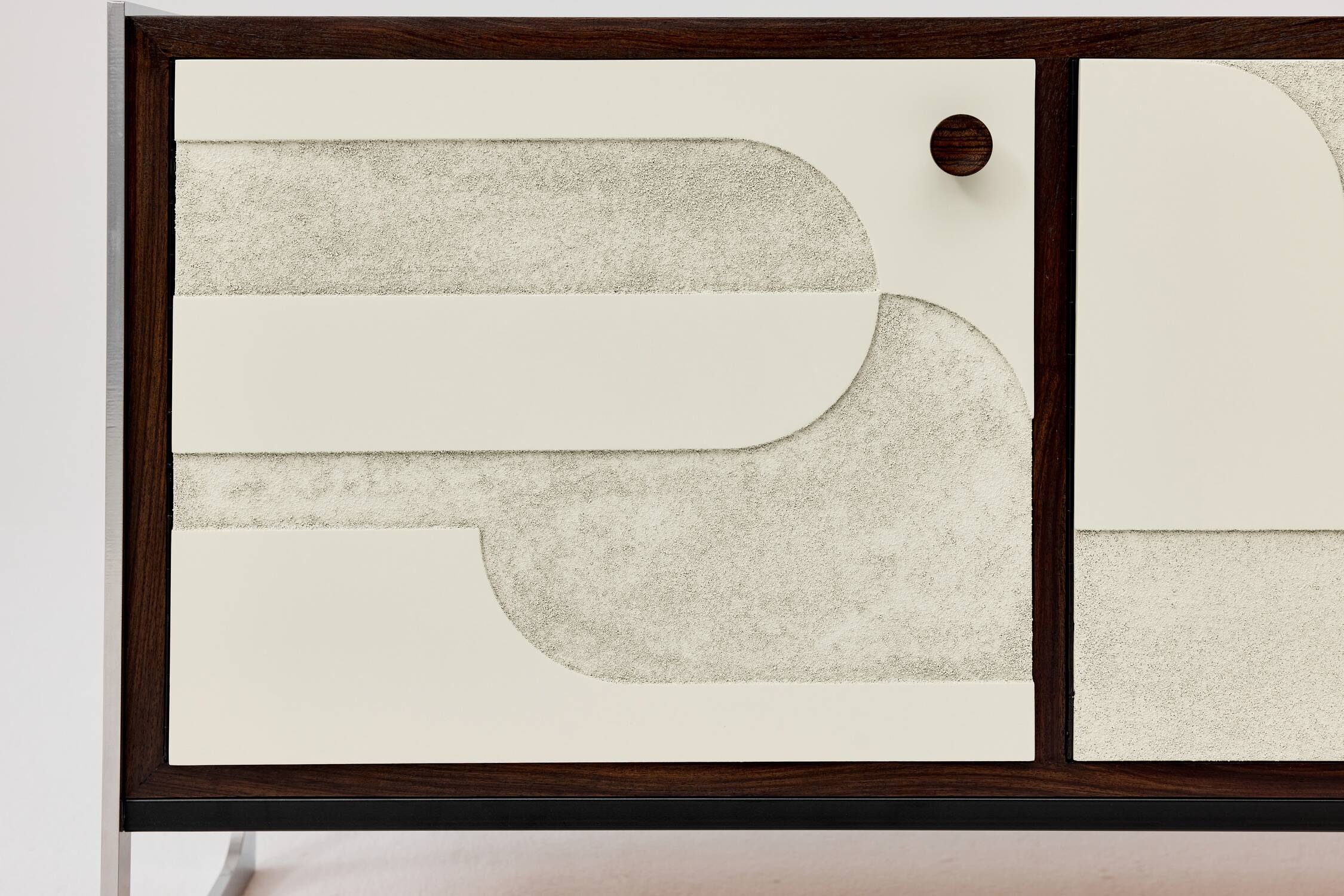 Vintage sideboard with handmade relief surface, metal, Germany, 1960s