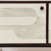 Vintage sideboard with handmade relief surface, metal, Germany, 1960s