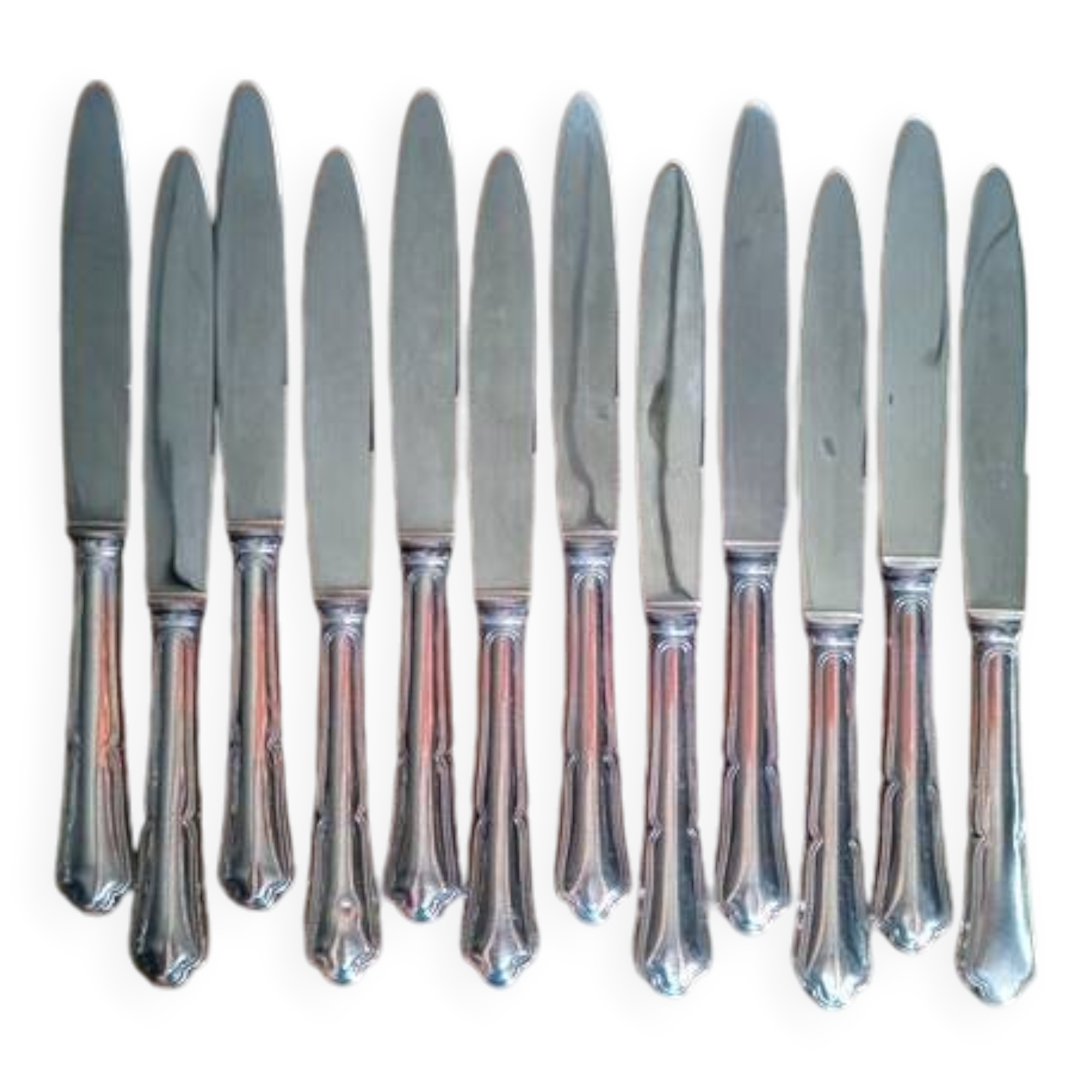 12 dixi knives in silver metal, filet model